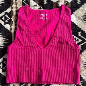 Garage Women's Hot Pink Ribbed Crop Top